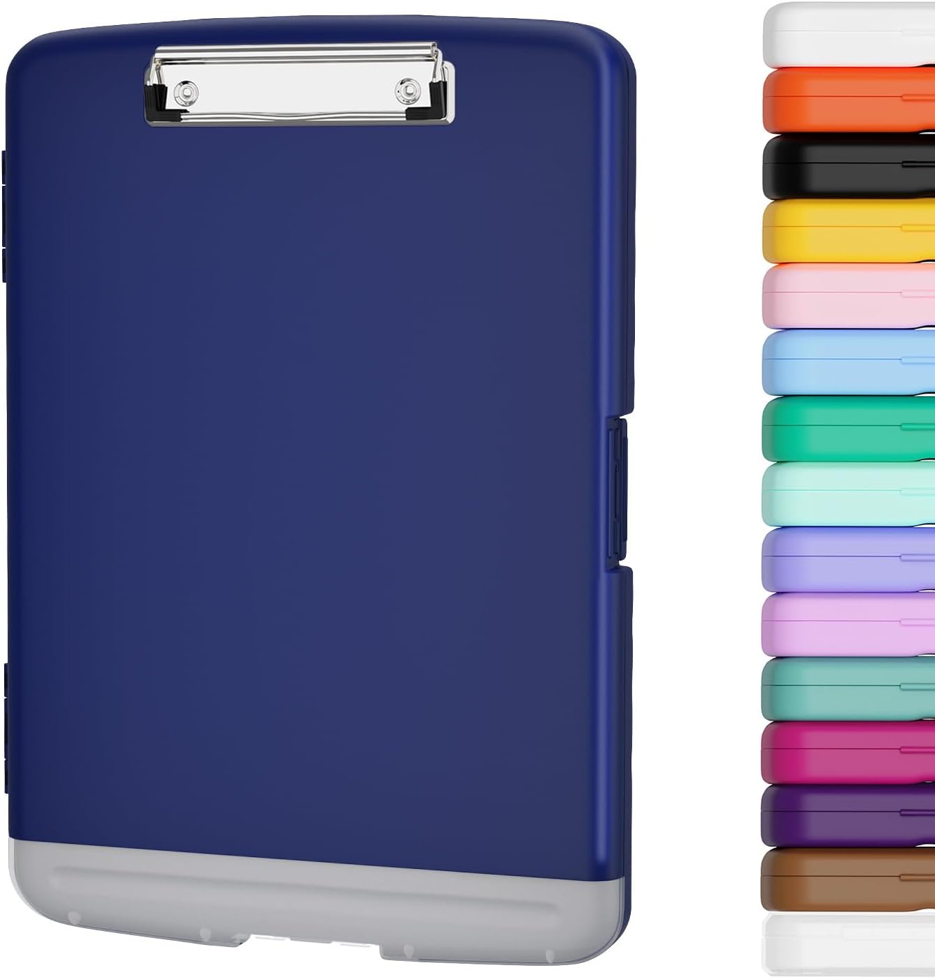 Piasoenc Clipboard with Storage, 8.5 x 11 Organization Box with Pen Holder and A4 Legal Paper Folder, Folio & Side-Opening, Low Profile Clip,for Nurses,Teachers, Size 14 x 9.6 x 1.2 in, Black