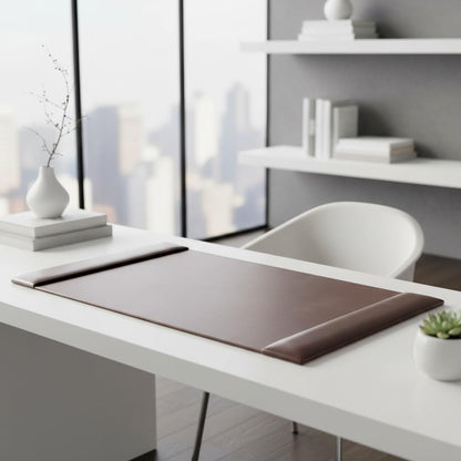 DACASSO Bonded Leather Desk Pad with Side Rails - Luxury Leather Desk Blotter for Writing - Padded Executive Desk Surface Protector - ( Burgundy, 30” x 18”)