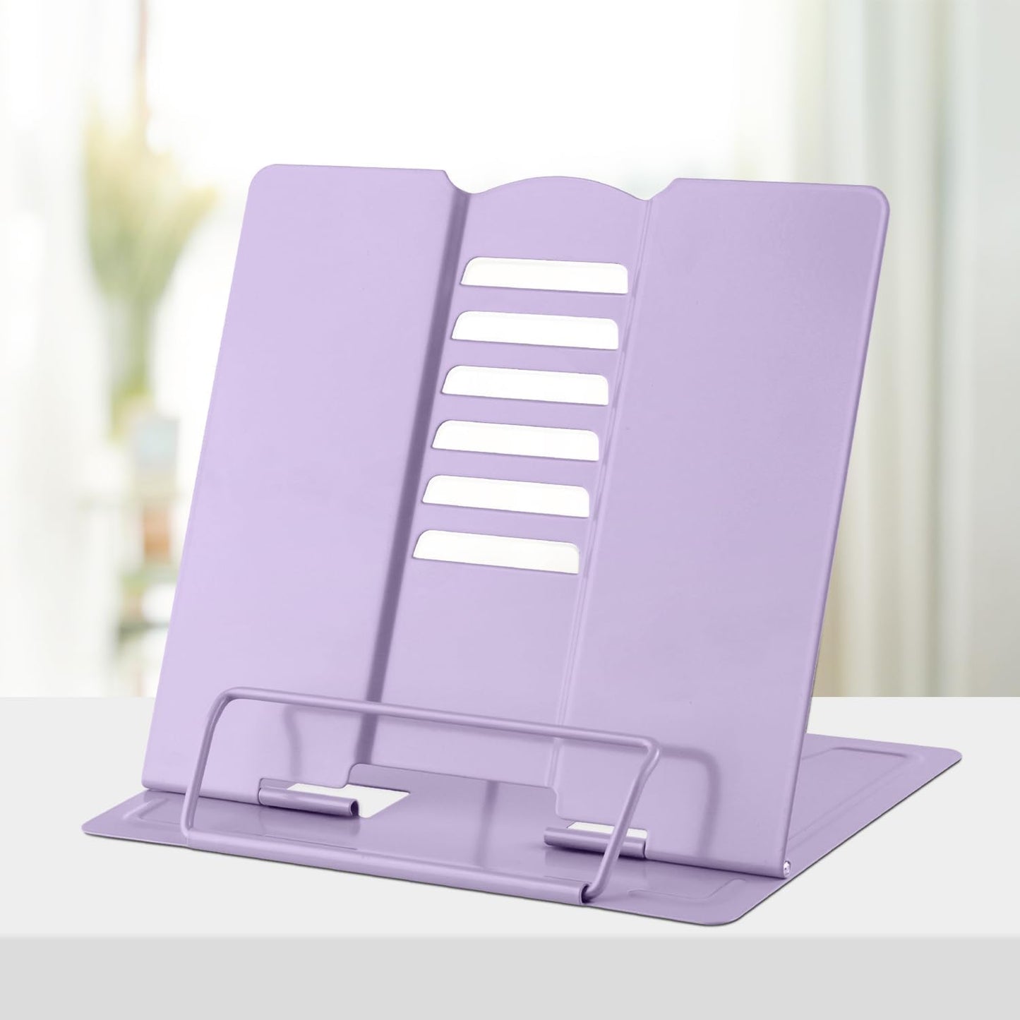 Honagu Book Stand Metal Desk Book Holder, Book Holders for Reading Hands Free, Adjustable Cookbook Documents Holder, Portable Bookstand for Music Books, Textbook, Recipe, Tablet, Ipad (Black)