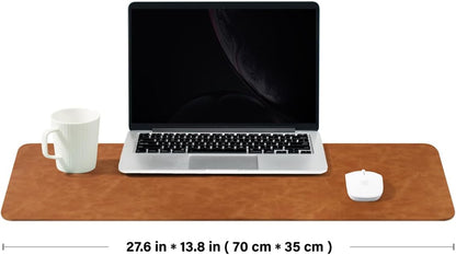 Distressed Leather Desk Mat - Non-Slip PU Desk Pad for Office and Home - Desk Organization and Accessories - Ideal for Large Mouse Pad and Desk Mats on Top of Desks(Tan,36"x 17")