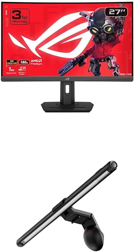 ASUS ROG Strix 27” 1440P Gaming Monitor (XG27AQMR) ROG Aura Monitor Light Bar (ALB01)