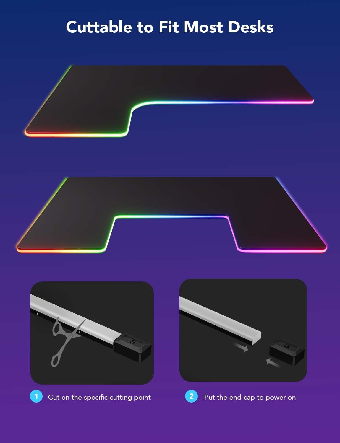 Govee RGBIC Gaming Lights, 10ft Neon Rope Lights Soft Lighting for Gaming Desks, LED Strip Lights Syncing with Razer Chroma, Support Cutting, Smart App Control, Music Sync, Adapter (Only 2.4G Wi-Fi)