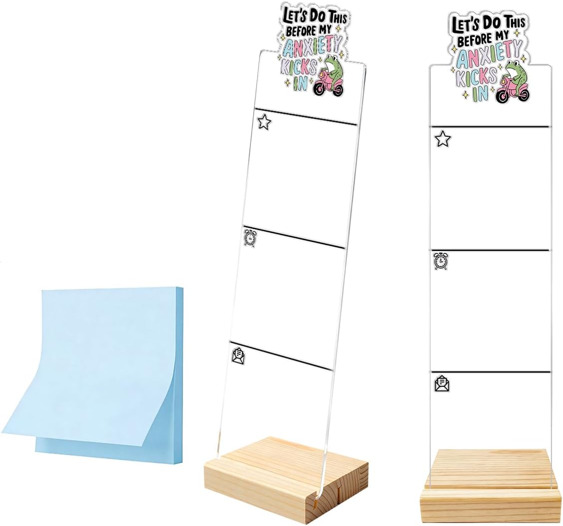 Monitor Memo Board Computer Monitor Memo Board Sticky Note Organizer Kidney Acrylic Desk Accessories Removable Wooden Base Set Sticky Notes 100 Sheets 11.8×3.1 inches