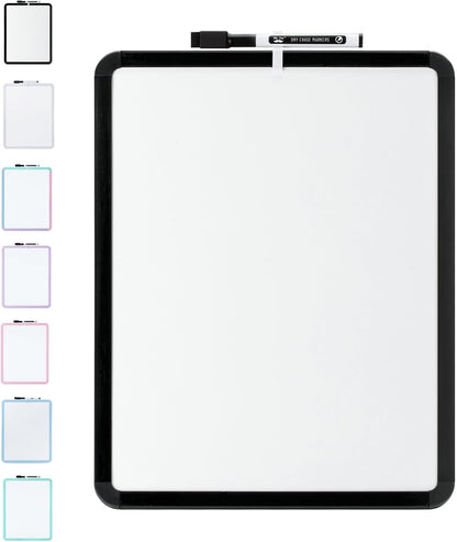 Mr. Pen- Dry Erase Board, 14” x 11” with a Black Dry Erase Marker, White Frame, Small Mini White Board for Students, Fridge, Wall, Locker, Includes Double Sided Tapes