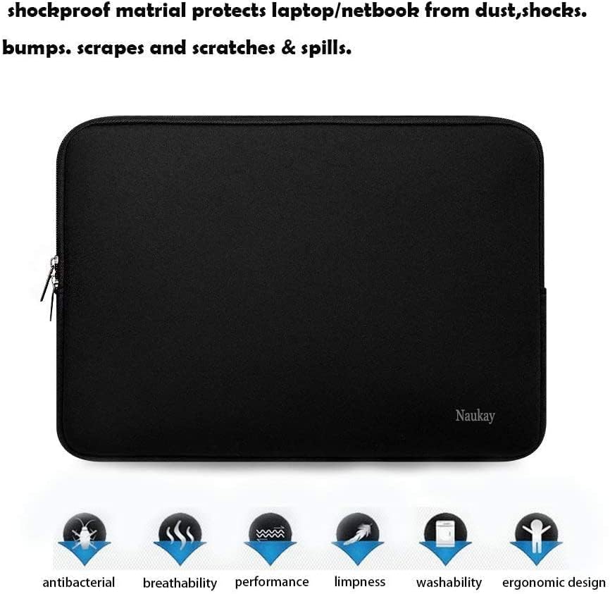 Naukay Laptop Sleeve Case, 15.6 Inch,Resistant Neoprene Notebook Computer Pocket Case/Tablet Briefcase Carrying Bag Compatible Asus/Dell/Fujitsu/HP/Sony/Toshiba/Acer- (Black)