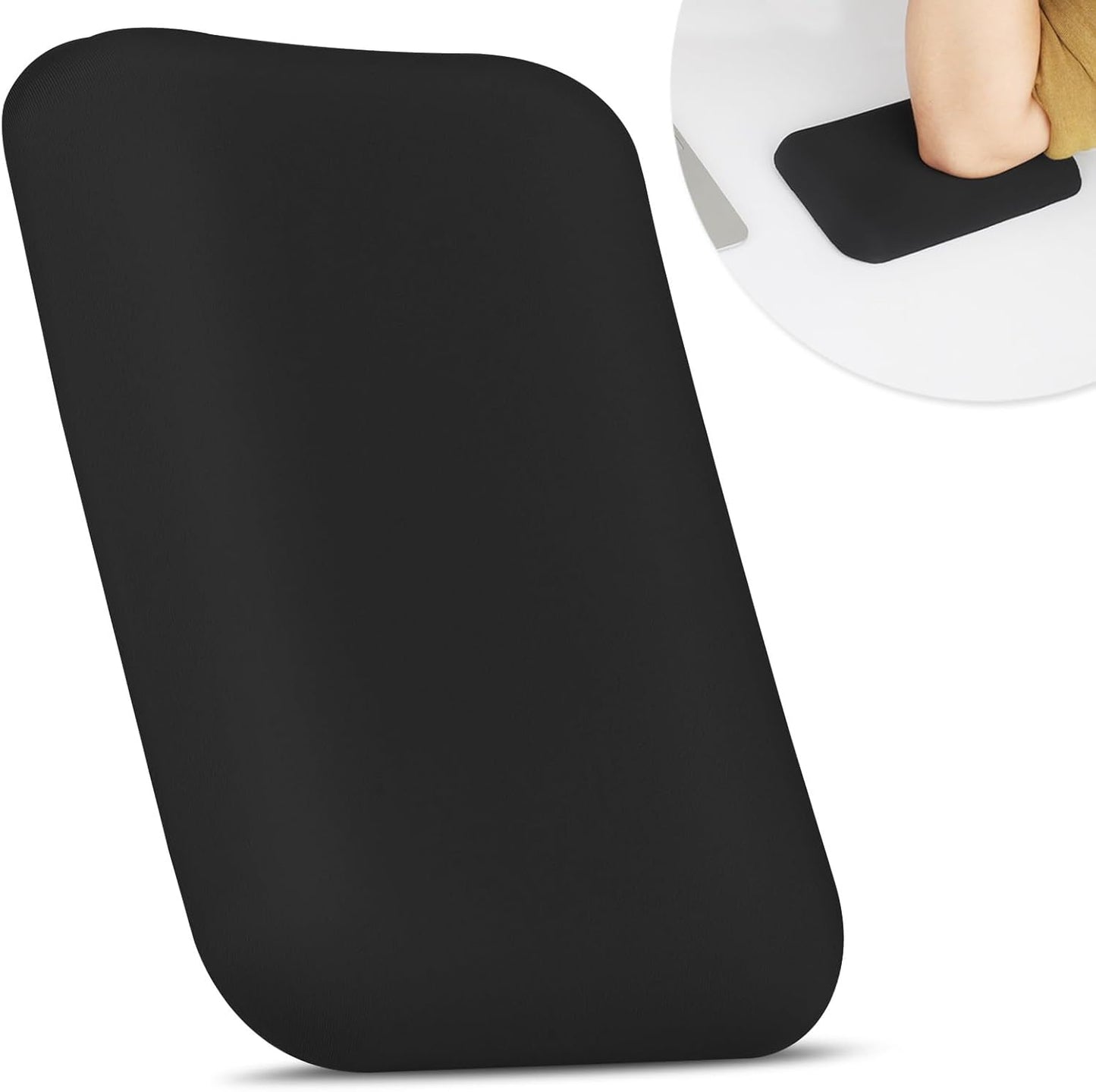 Leolee Elbow Rest Pads for Desk, Black Ergonomic Arm Rest Pads with Memory Foam & Non-Slip Base, Armrest Cushion Support Pad Relieve Elbow and Wrist Pain for Computer, Office, 2 Packs