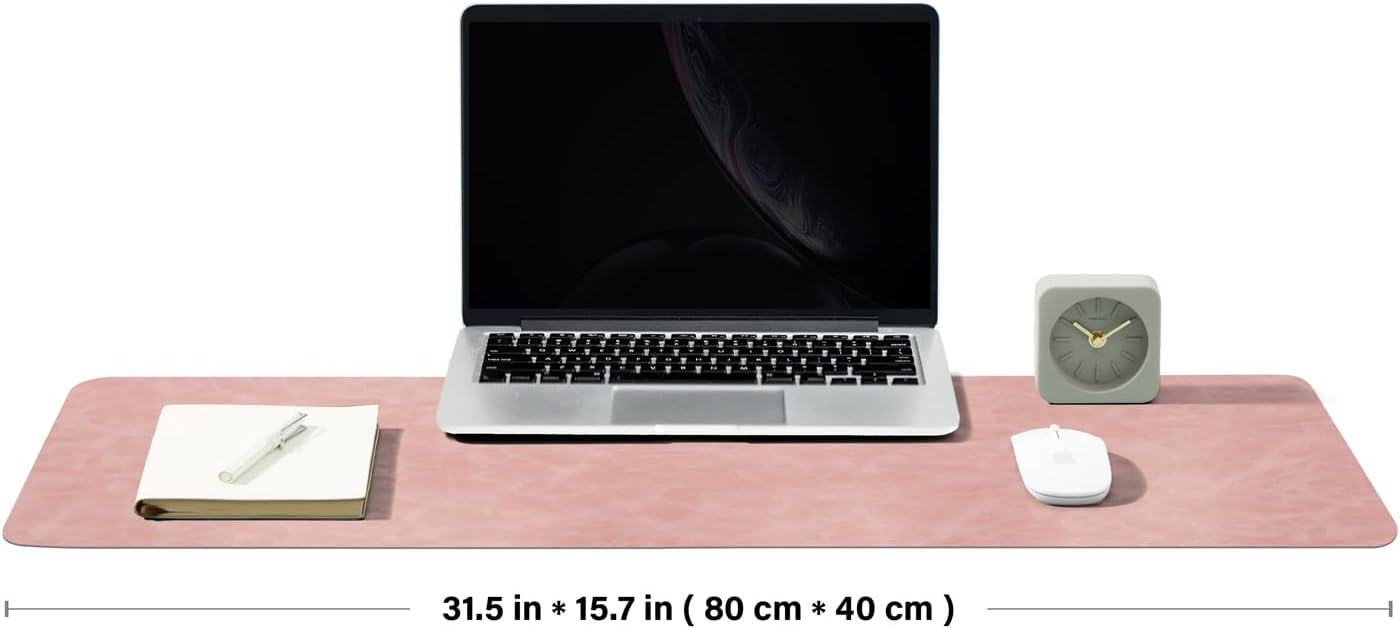 Distressed Leather Desk Mat - Non-Slip PU Desk Pad for Office and Home - Desk Organization and Accessories - Ideal for Large Mouse Pad and Desk Mats on Top of Desks(Tan,36"x 17")