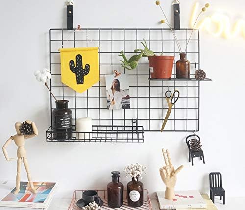 ANZOME 2 Pack 15.7 Inch Extra-Wide Hanging Wall Baskets, Sturdy Black Metal Wire Storage Basket, Fits Grid Panels with 1-2 Inch Spacing (Panel Not Included), Garage Craft Kitchen Pantry Wall Organizer