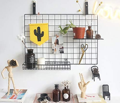 ANZOME 2 Pack 15.7 Inch Extra-Wide Hanging Wall Baskets, Sturdy Black Metal Wire Storage Basket, Fits Grid Panels with 1-2 Inch Spacing (Panel Not Included), Garage Craft Kitchen Pantry Wall Organizer