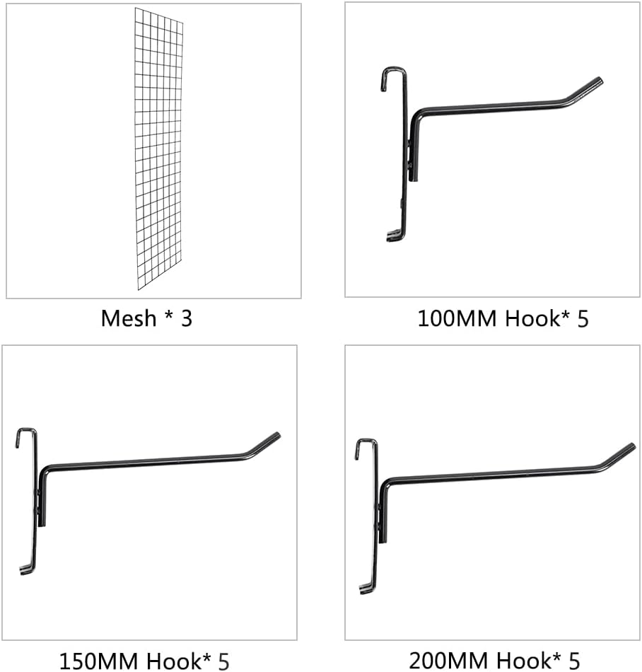 Bonnlo 6' x 2' Wire Grid Panel for Retail Display Gridwall, Wire Grid Wall Display Rack, 3-Pack Black