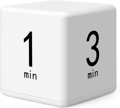Rotating Pomodoro Timer, 5/25/15/45 Mins Preset, Desk Cube Countdown Flip Productivity Timer for ADHD, Time Management, Classroom, Workout, Kitchen, Cooking, Study, White