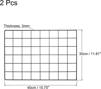PATIKIL 24"x12" Wire Grid Panel, 2 Pack Wall Grid Decorative Panels Board Photo Pictures Display Decor Hanging Organizer for Home Office, Black