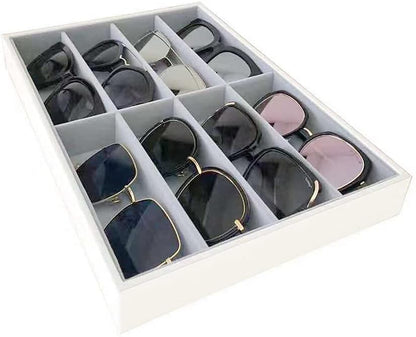 Premium Quality Sunglasses Tray Organizer Display PU Leather Exterior Soft Velvet Liner
