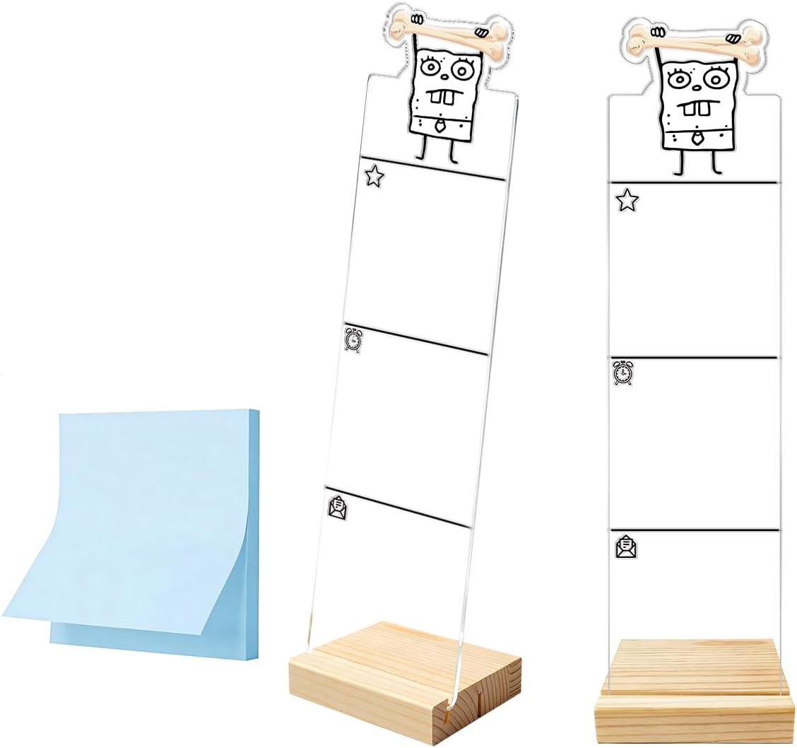Monitor Memo Board Computer Monitor Memo Board Sticky Note Organizer Kidney Acrylic Desk Accessories Removable Wooden Base Set Sticky Notes 100 Sheets 11.8×3.1 inches