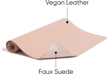 Smead Desk Pad, Vegan Leather Desk Mat with Non-Slip Faux Suede Backing, Perfect Desk Organizer for Office Decor, 31.5” x 15.7” Medium, Sandstone (64831)