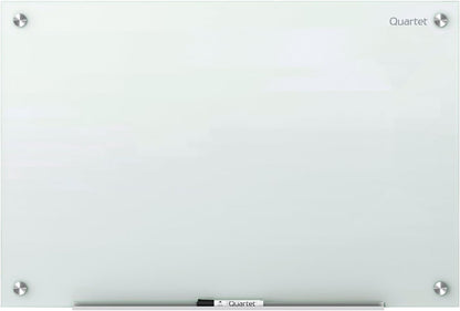 Quartet Magnetic Glass Dry Erase White Board, 48''W x 36''H Whiteboard, Infinity Frameless Mounting, White Surface (G4836W)