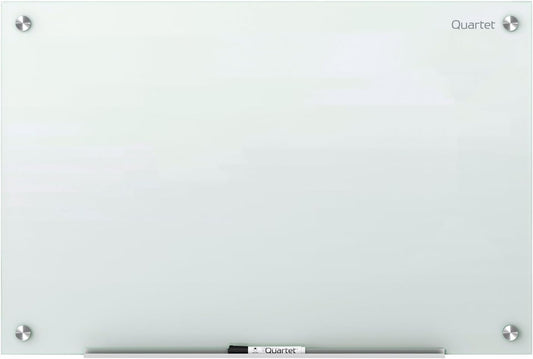 Quartet Magnetic Glass Dry Erase White Board, 48''W x 36''H Whiteboard, Infinity Frameless Mounting, White Surface (G4836W)