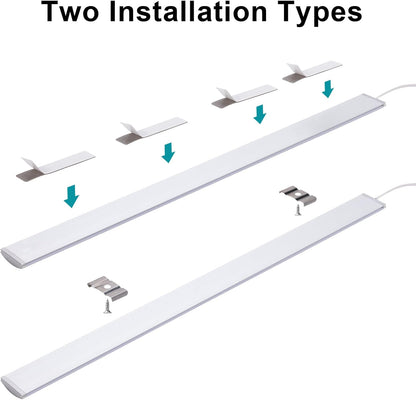 JUSJUBR 12-Inch Slim LED Under Cabinet Light with Memory Function, Warm White 3000K Dimmable USB Light Bar for Rooms