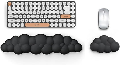 Keyboard Wrist Rest Pad Set, Leaf Shape PU Leather Memory Foam Wrist Cushion Support,Mouse Wrist Rest Pad,Non-Slip Wrist Support for Easy Typing Pain Relief, Green Leaf