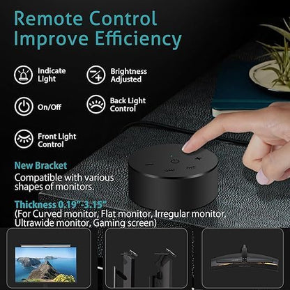 OOWOLF 7.5W 20.1" Computer Monitor Light Bar with Remote Control Backlight, Eye-Care CRI≥98 Stepless Dimming Brightness and Color Temperature, No Screen Glare Computer Monitor Lamp for Office Gaming