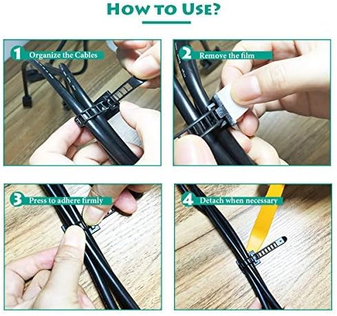 25 Pieces Desk Wire Organizer Cable Ties Zip Ties Adhesive Cord Clips Cable Management Cord Keeper Desk Wire Management