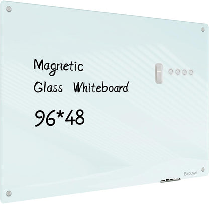 Magnetic Glass Whiteboard - Glass Dry Erase Board 48"x36" Large Frameless Board for Walls Office School and Home