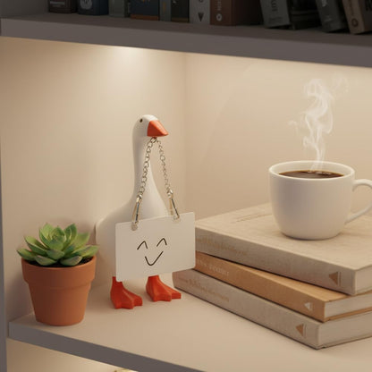Magnetic Desktop Goose Organizer Set,7 inch Desk Decor with Acrylic Memo Board, Includes Marker Chain and Stickers, Key Holder for Office and Home Workspace