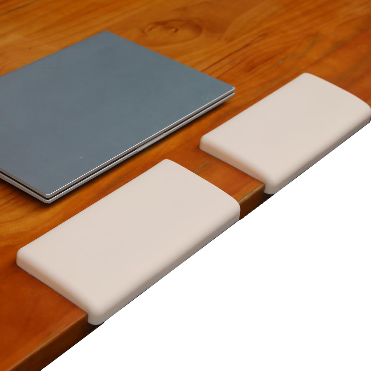 Universal Silicone L-Shaped Desk Edge Rest, 2-Piece Set, Ergonomic Office Support for Palm, Wrist, Forearm and Elbow, Fits L-Shaped and Standard Straight Desks (Warm Ivory)