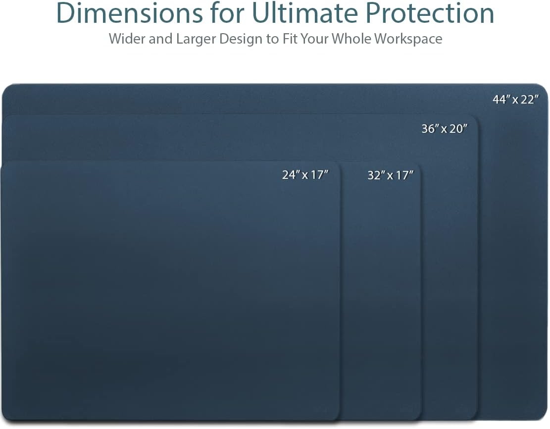 Leather Desk Pad 36" x 20", Vine Creations Office Desk Mat Waterproof Black - Premium Quality - Smooth Mouse Writing Surface - Maximum Protection Dual-Sided Pu Leather Blotter for Desk Office/Home