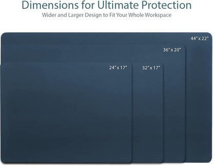 Leather Desk Pad 36" x 20", Vine Creations Office Desk Mat Waterproof Black - Premium Quality - Smooth Mouse Writing Surface - Maximum Protection Dual-Sided Pu Leather Blotter for Desk Office/Home