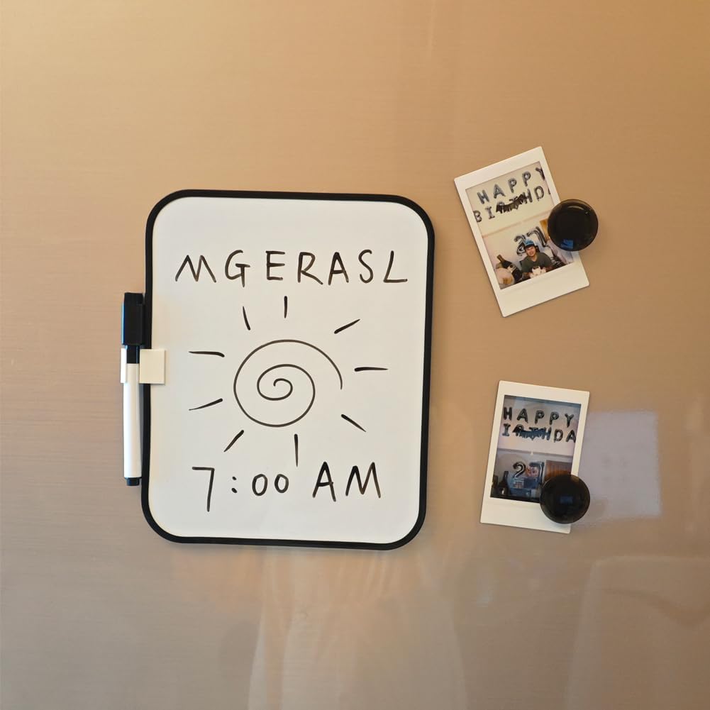 Small Dry Erase Board，Fridge Whiteboard，6" X 8" with Dry Erase Markers Magnetic and 2 Magnets，Mini Whiteboard for Office Door，School Lockers（White）