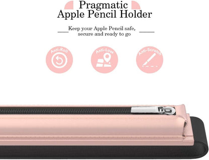 MoKo Pencil Case Fit Apple Pencil Pro, iPencil (USB-C), Apple Pencil 1st/2nd Generation, Stylus Pencil Sleeve PU Leather Zipper Pouch with Elastic Band for 9.7"-12.9" Tablet, Space Gray