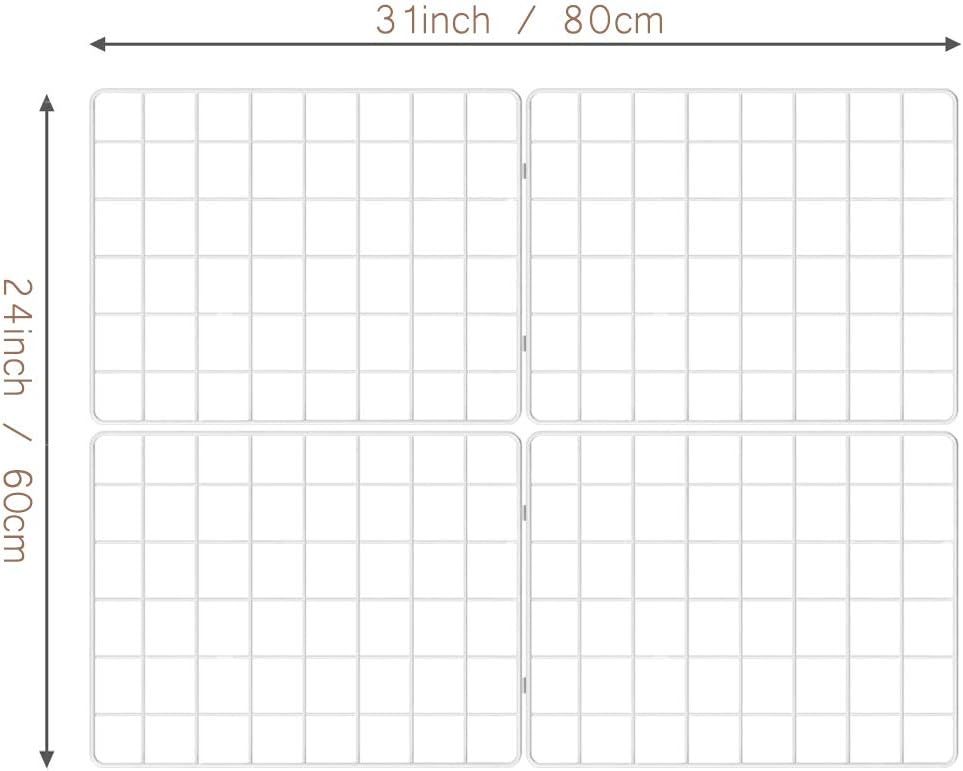 Wire Wall Grid Panel for Photo Display, DIY Iron Picture Frames Collage For Hanging Wall Decor, Foldable Multi Pictures Organizer with 12 Clips, 28'' X 22'' Inch.(2 Pack)