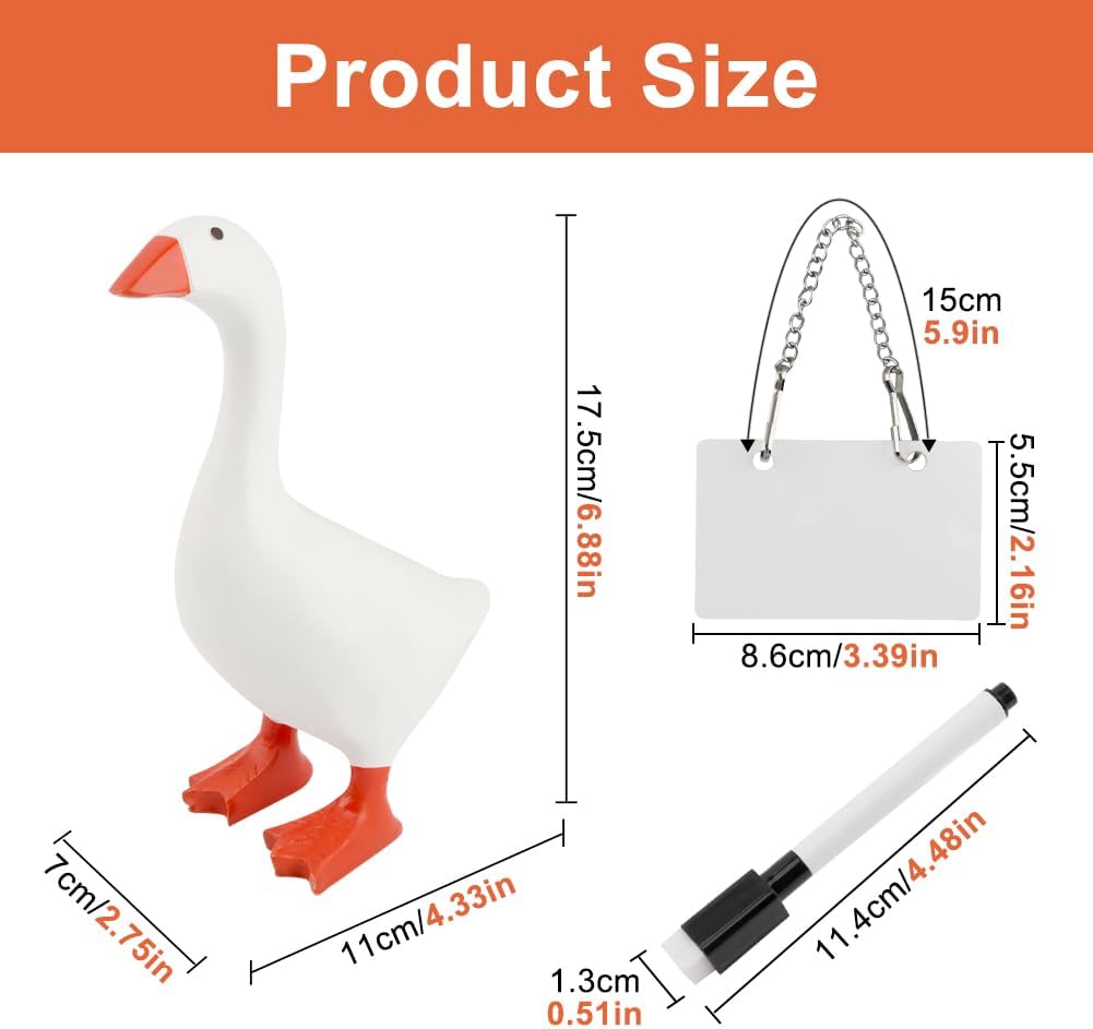 Magnetic Desktop Goose Organizer Set,7 inch Desk Decor with Acrylic Memo Board, Includes Marker Chain and Stickers, Key Holder for Office and Home Workspace