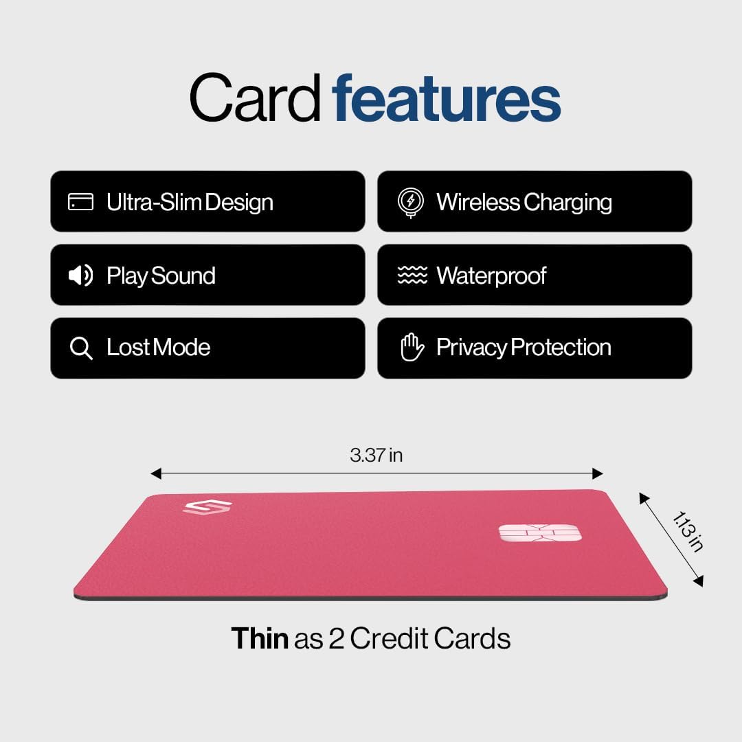 SPOTMINDERS Apple MFi Certified Wallet Tracker PRO for Travel Credit Card Design Works with Apple Find My IP68 Waterproof Rechargeable Tracking Card for Wallet Luggage Passport 0.07in Slim Item Finder