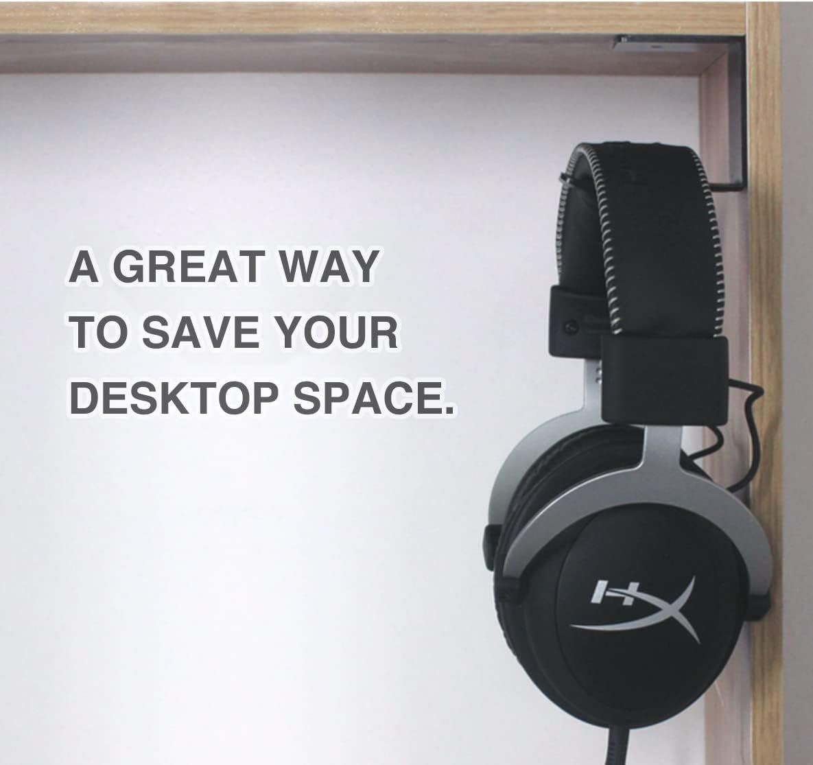 Aluminum Under-Desk Headphone Hook, with Strong Adhesive VHB Tape, Holds 5 lbs (Black)