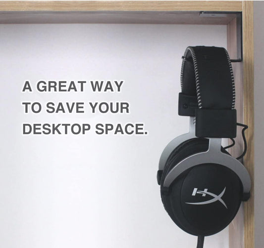 Aluminum Under-Desk Headphone Hook, with Strong Adhesive VHB Tape, Holds 5 lbs (Black)