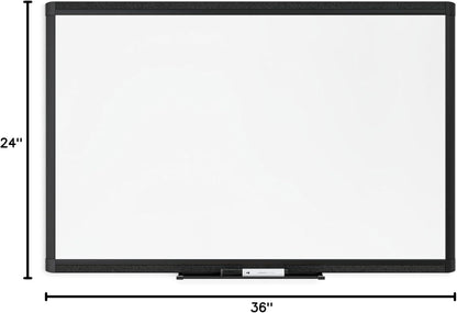 U Brands Framed Magnetic Weekly Calendar Dry Erase White Board, Office Supplies, Black Frame, with Marker, Magnet, 11” x 18”