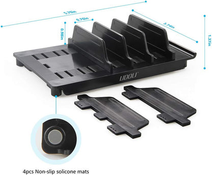 Adjustable Universal Multi Device Organizer Dock Stand Holder, Tablet Cell Phone Desktop Stand for iPhone Samsung Galaxy Google Nexus Kindle (Black)- No Charging Port
