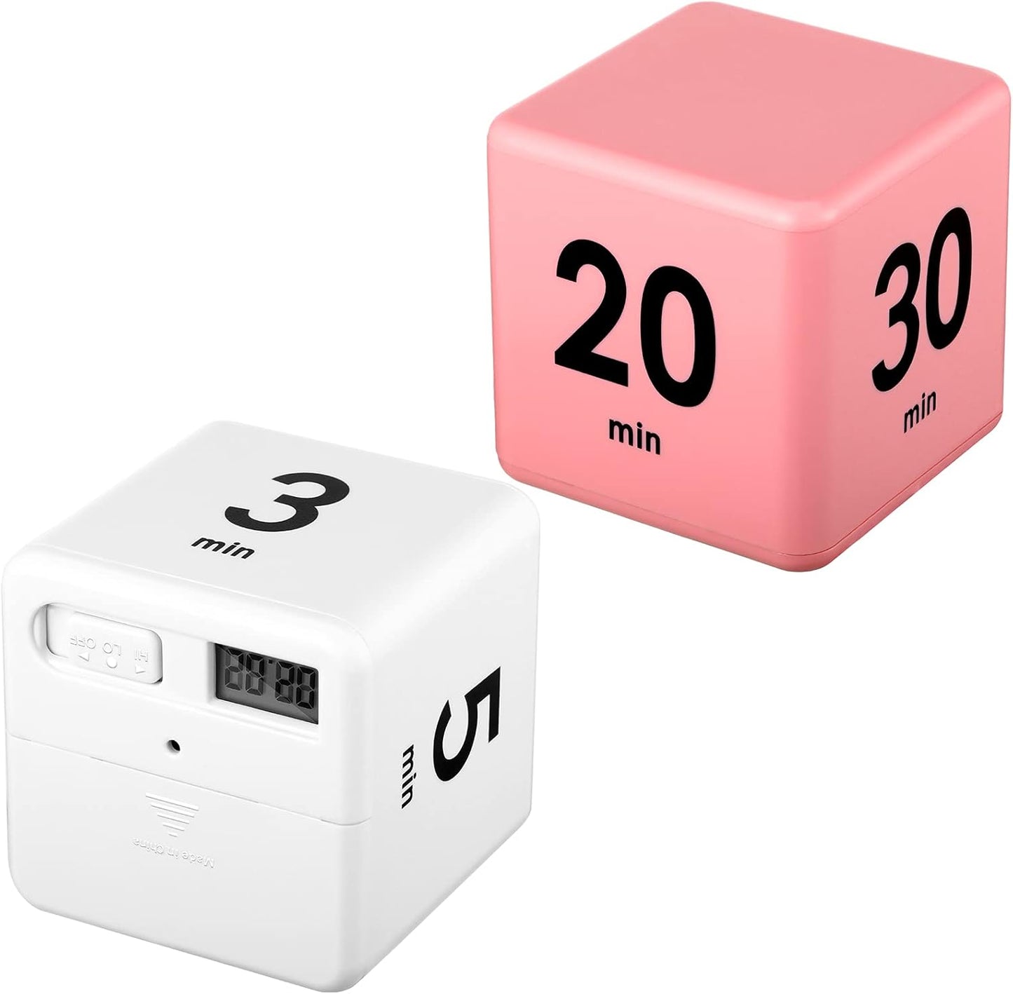 Weewooday 2 Pieces Cube Productivity Timer Flip Gravity Sensor Flip Countdown Countup Workout Timer Management 1 3 5 10 Minutes and 15 20 30 60 Minutes for Work Learning Kitchen Cooking(Green, Blue)