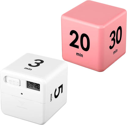 Weewooday 2 Pieces Cube Productivity Timer Flip Gravity Sensor Flip Countdown Countup Workout Timer Management 1 3 5 10 Minutes and 15 20 30 60 Minutes for Work Learning Kitchen Cooking(Green, Blue)