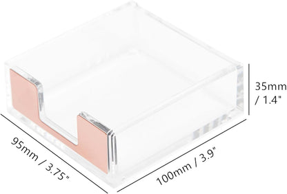 NatSumeBasics Gold Sticky Note Holder Clear Acrylic Yellow Post Note Pad Holders Memo Dispenser Case for Desk Office School Aesthetic Supplies Accessories (Pure Gold)