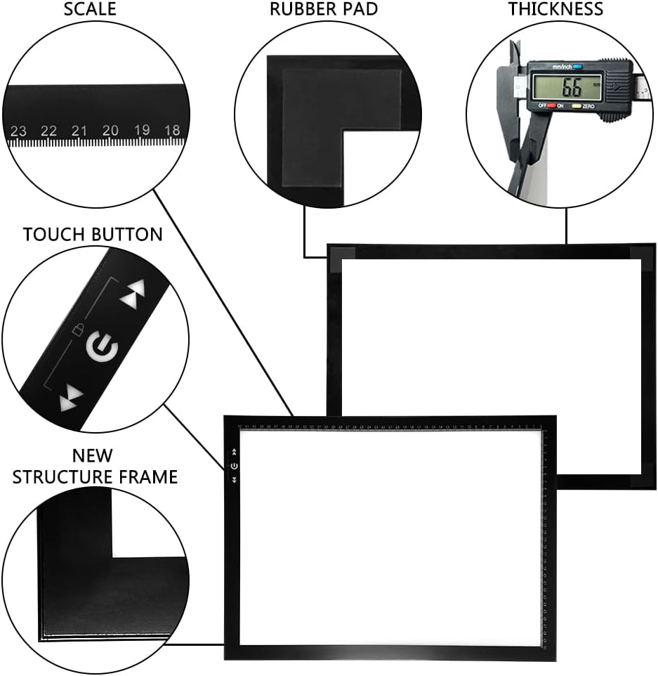 HSK B4/A3s LED Artist tracing Light Box Copy Table, Adjustable High Brightness Light Pad for Tatto Drawing, Sketching, Animation,Diamond Painting Accessories