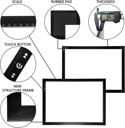 HSK B4/A3s LED Artist tracing Light Box Copy Table, Adjustable High Brightness Light Pad for Tatto Drawing, Sketching, Animation,Diamond Painting Accessories