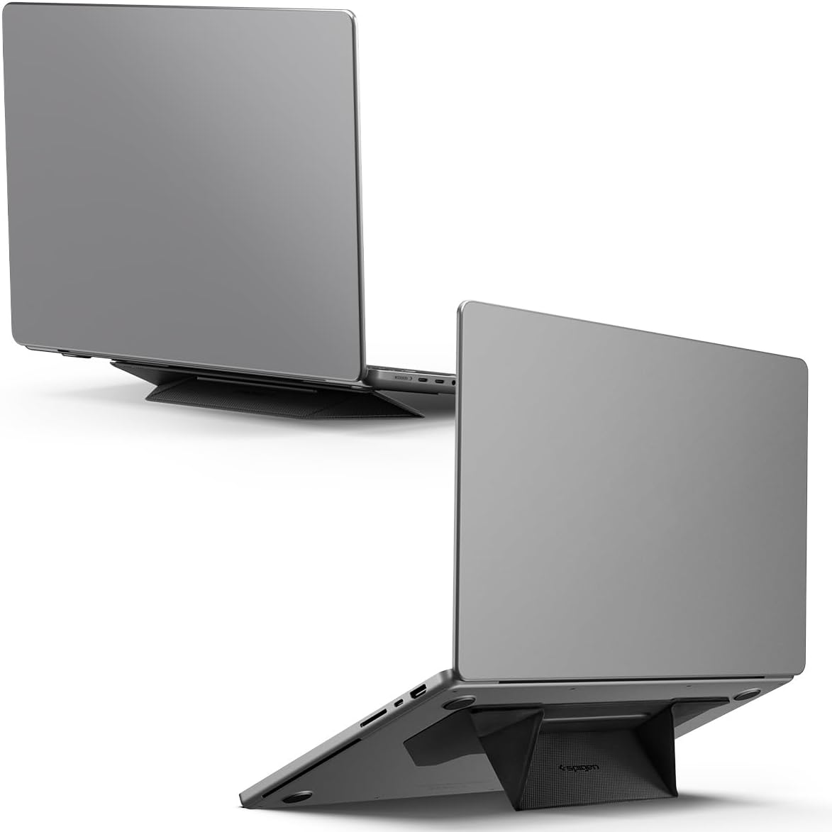 Spigen Slim Fold Portable Laptop Stand Keyboard Riser Foldable Ergonomic Angle Lift Anti-Slip Compatible with MacBook Neo, MacBook Air, MacBook Pro 11"-16" and iPad/Air/Pro and More - Black (LD201-S4)