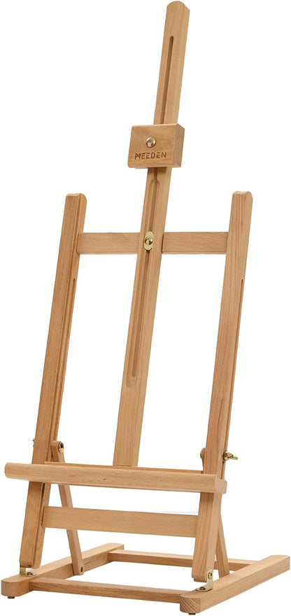 MEEDEN Large Wooden Tabletop H-Frame Easel, 38'' High, Solid Beech Wood Table Easel for Painting Canvas 25'' Max, Studio Desktop Art Easel Stand for Painting & Displaying,for Artists & Beginners