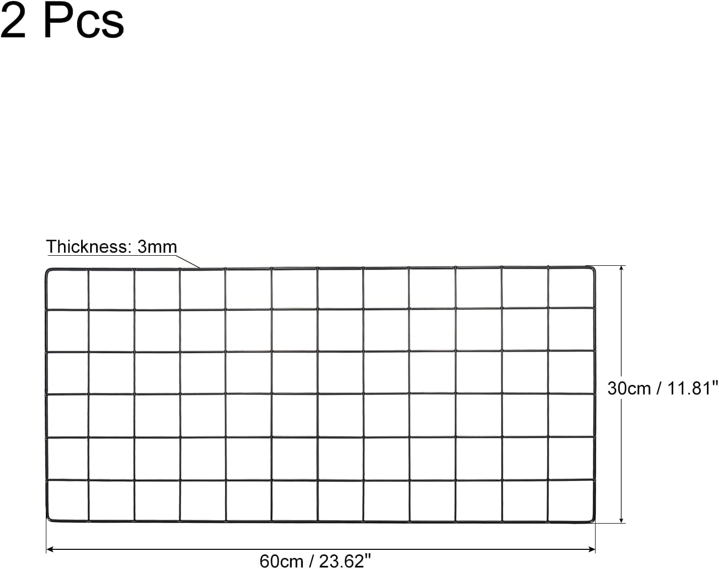 PATIKIL 24"x12" Wire Grid Panel, 2 Pack Wall Grid Decorative Panels Board Photo Pictures Display Decor Hanging Organizer for Home Office, Black