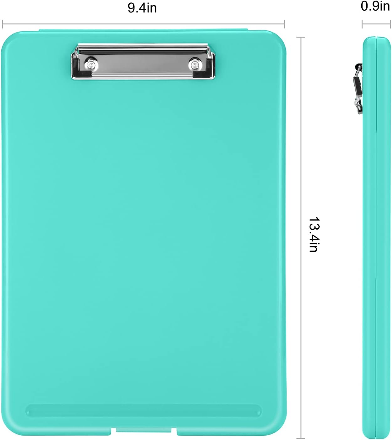 Sooez Clipboard with Storage, Plastic Storage Clipboards with Low Profile Clip, Nursing Clip Boards Foldable, Hanging Clipboard Case for Work, Teacher, Classroom Must Haves, Office School Supplies