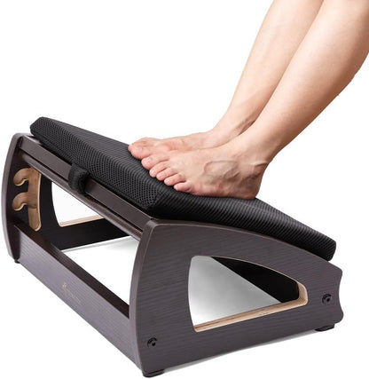 StrongTek Ergonomic Under Desk Footrest, 3 Adjustable Heights Wooden Office Footrest, Large Anti-Slip Surface, Improves Posture and Blood Circulation, up to 400lbs (Natural)