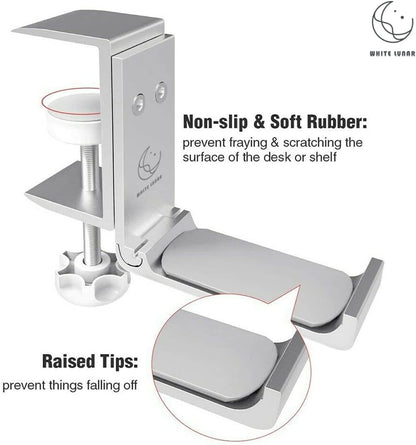 Under Desk Headphone Hanger, Foldable Aluminum Headset Hook for Clean Desk Setup, Space Saving Clamp Mount for Gaming & Home Office